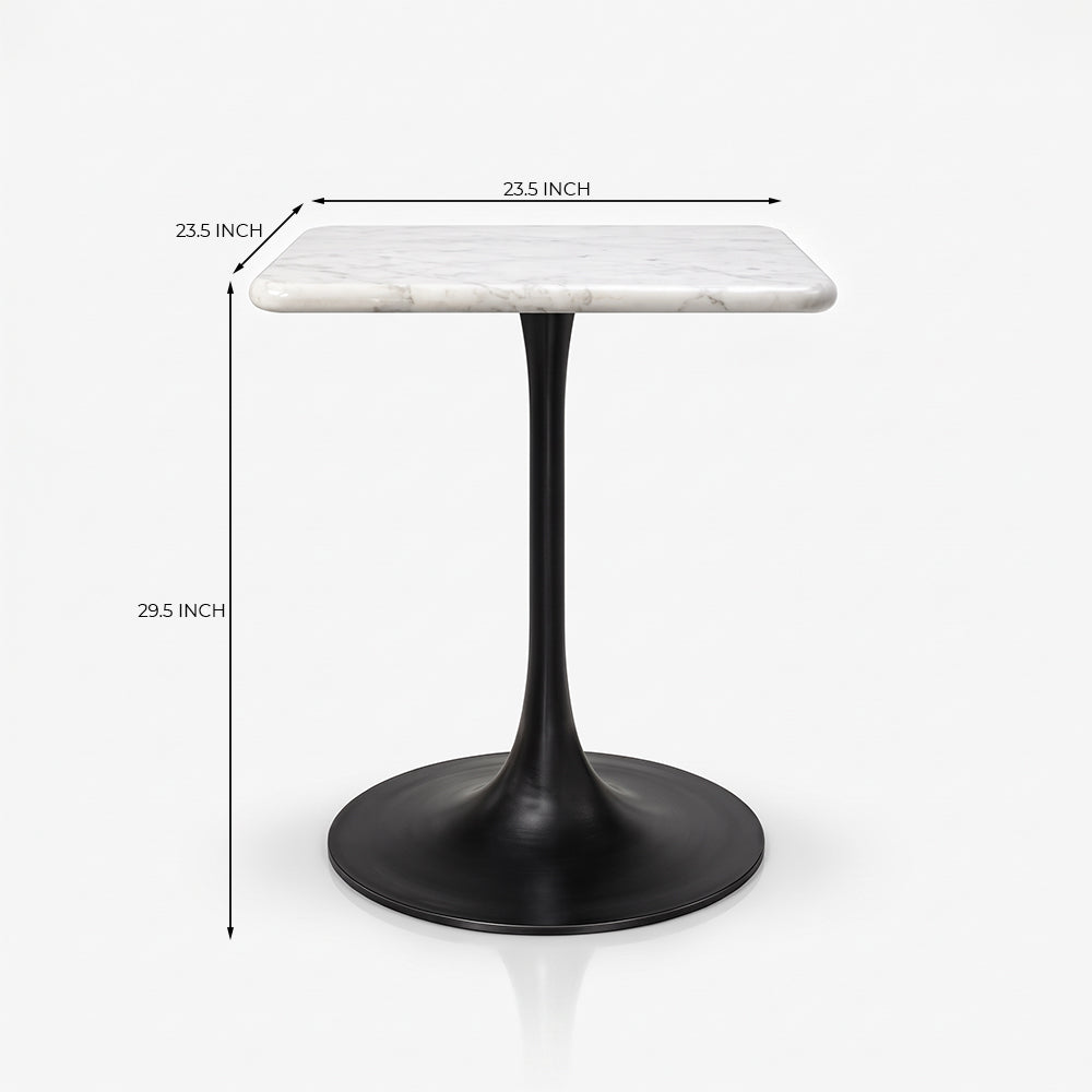 Marcello White Banswara Marble Restaurant, Cafe & Bistro Table with Metal Legs - Small