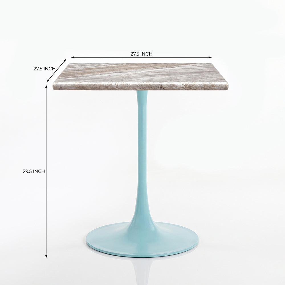 Jasper White Banswara Marble Restaurant, Cafe & Bistro Table with Metal Legs - Medium