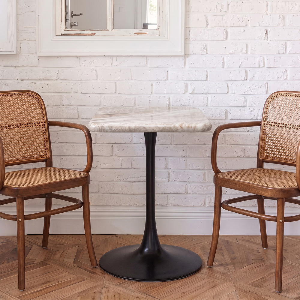 Dorian Sawar Marble Restaurant, Cafe &amp; Bistro Table with Metal Legs - Small