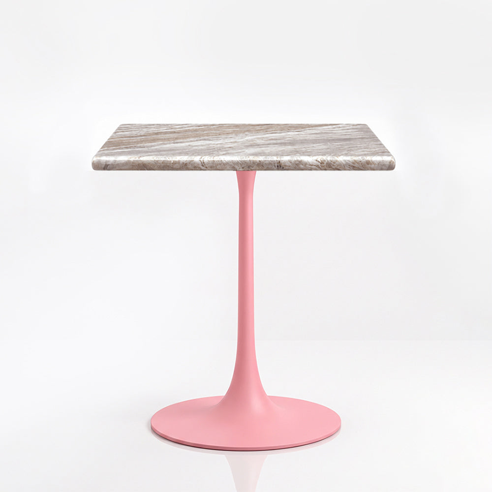 Theron Sawar Marble Restaurant, Cafe &amp; Bistro Table with Metal Legs - Medium