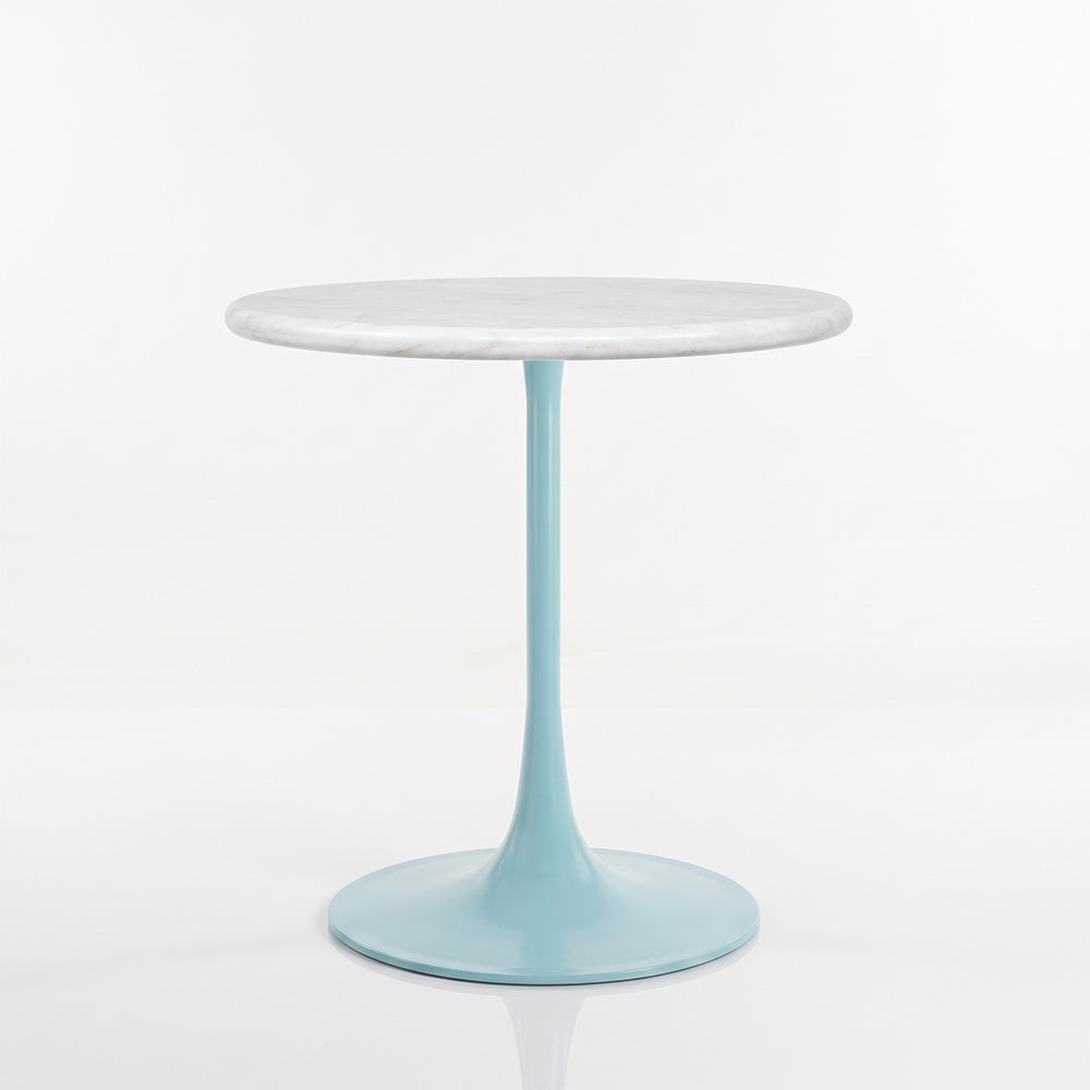 Idris White Banswara Marble Restaurant, Cafe & Bistro Table with Metal Legs - Medium