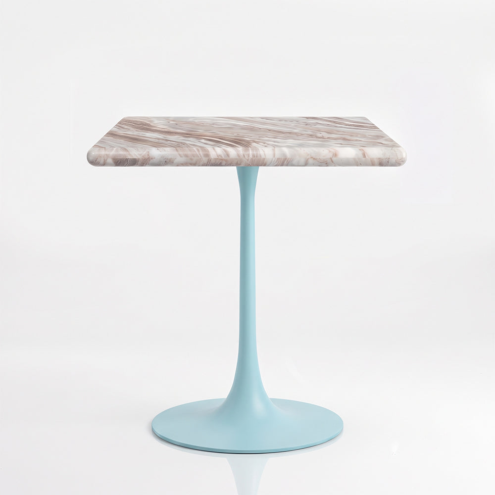 Kilian White Banswara Marble Restaurant, Cafe &amp; Bistro Table with Metal Legs - Medium