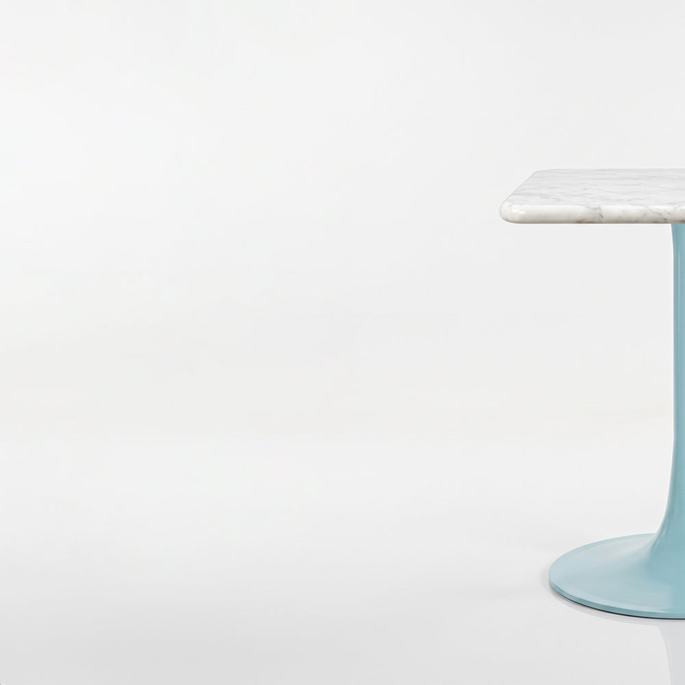 Hadrian White Banswara Marble Restaurant, Cafe &amp; Bistro Table with Metal Legs - Small