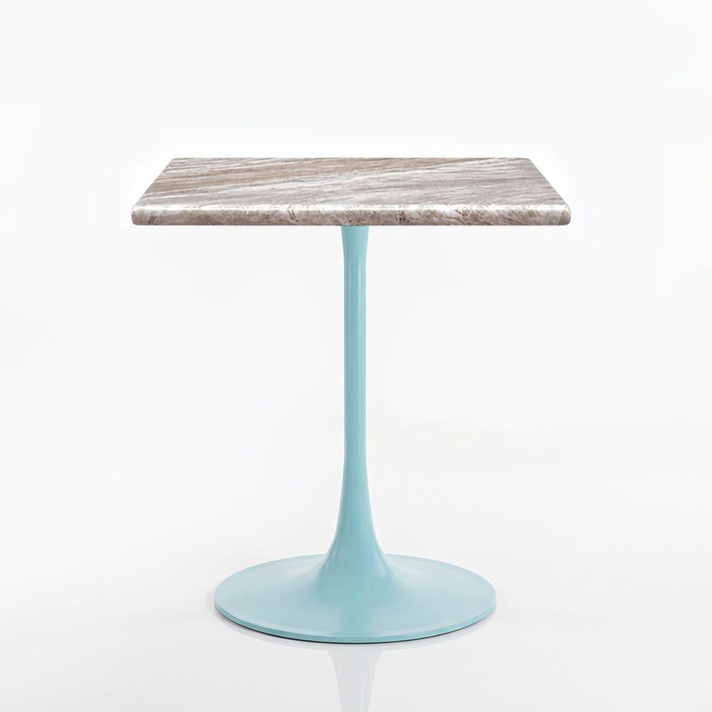 Jasper White Banswara Marble Restaurant, Cafe &amp; Bistro Table with Metal Legs - Medium