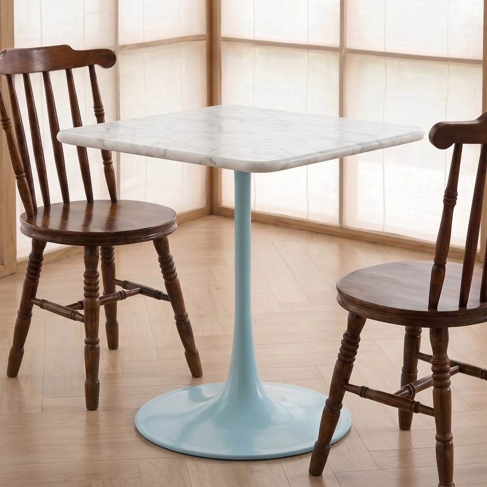 Hadrian White Banswara Marble Restaurant, Cafe & Bistro Table with Metal Legs - Large