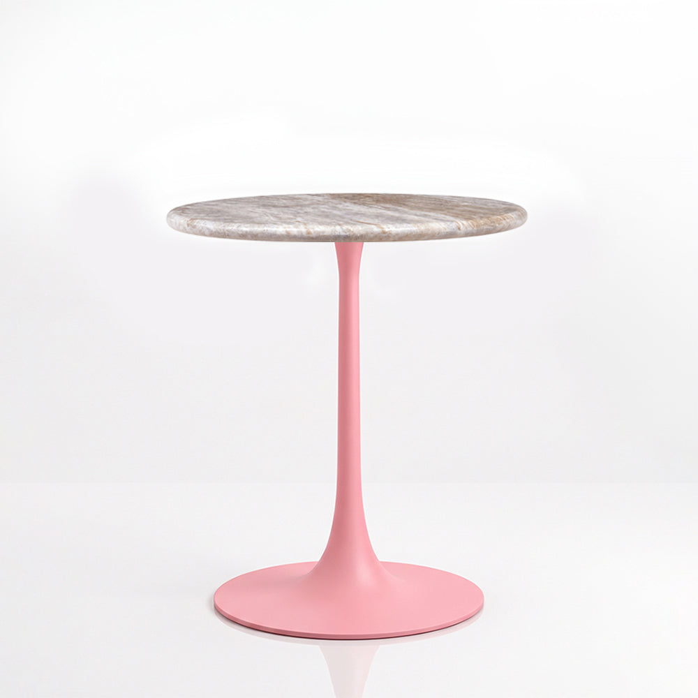 Evander Sawar Marble Restaurant, Cafe & Bistro Table with Metal Legs - Small