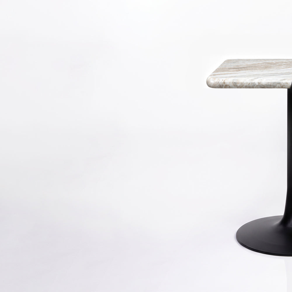 Dorian Sawar Marble Restaurant, Cafe &amp; Bistro Table with Metal Legs - Small