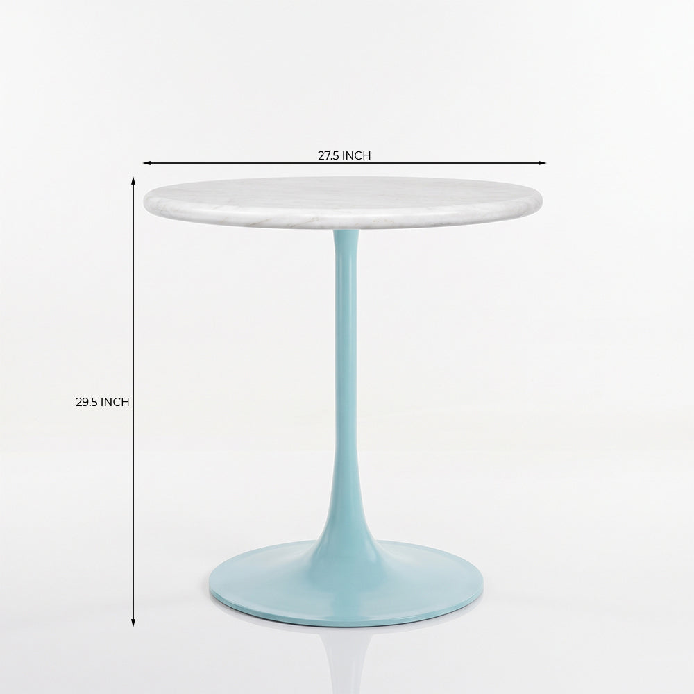 Idris White Banswara Marble Restaurant, Cafe &amp; Bistro Table with Metal Legs - Medium