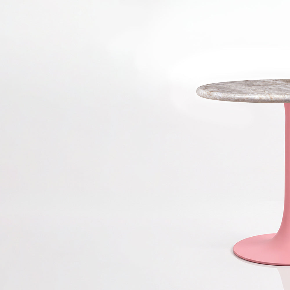 Evander Sawar Marble Restaurant, Cafe &amp; Bistro Table with Metal Legs - Large