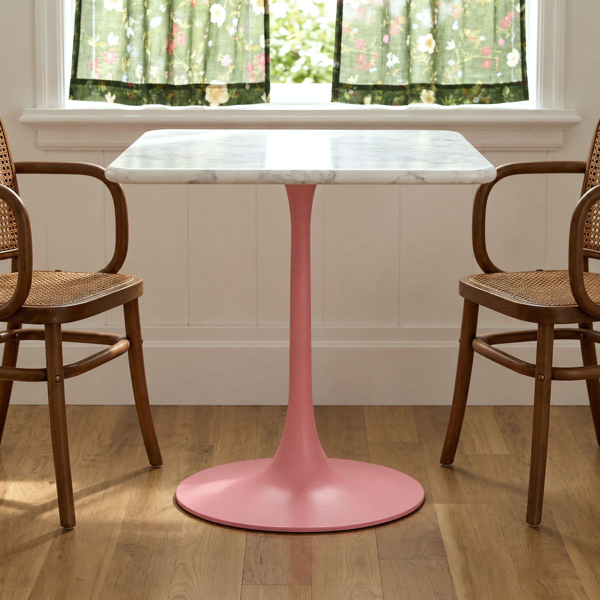 Isolde White Banswara Marble Restaurant, Cafe &amp; Bistro Table with Metal Legs - Large
