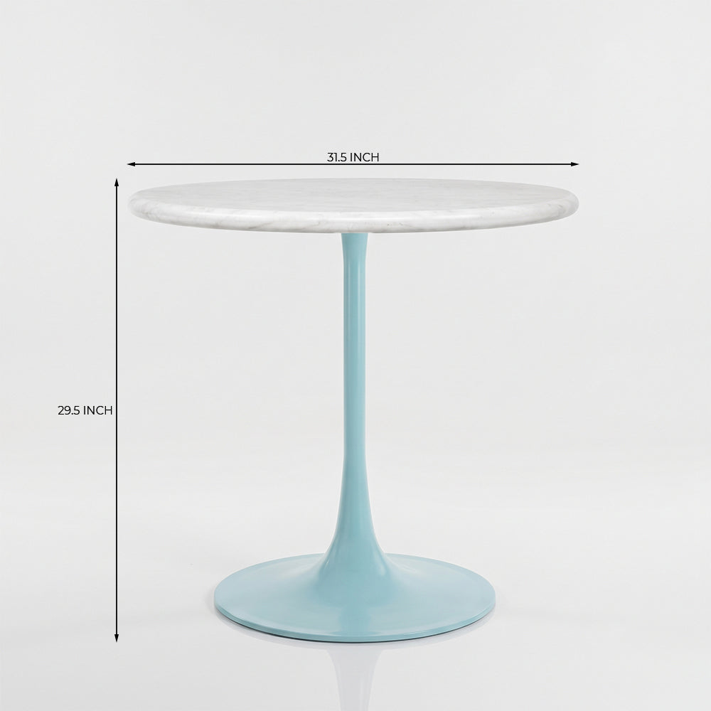 Idris White Banswara Marble Restaurant, Cafe &amp; Bistro Table with Metal Legs - Large