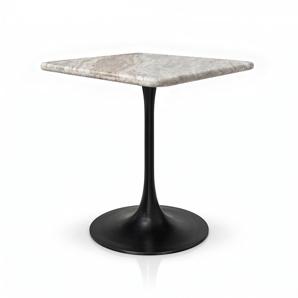 Dorian Sawar Marble Restaurant, Cafe & Bistro Table with Metal Legs - Large