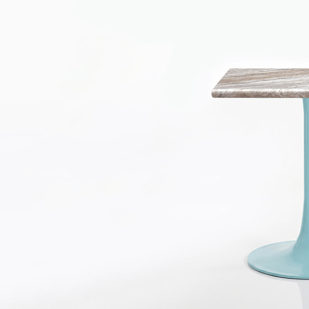 Jasper White Banswara Marble Restaurant, Cafe &amp; Bistro Table with Metal Legs - Medium