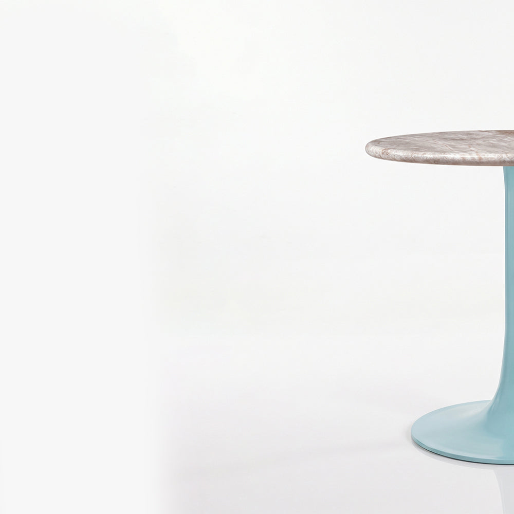 Lorcan White Banswara Marble Restaurant, Cafe &amp; Bistro Table with Metal Legs - Medium
