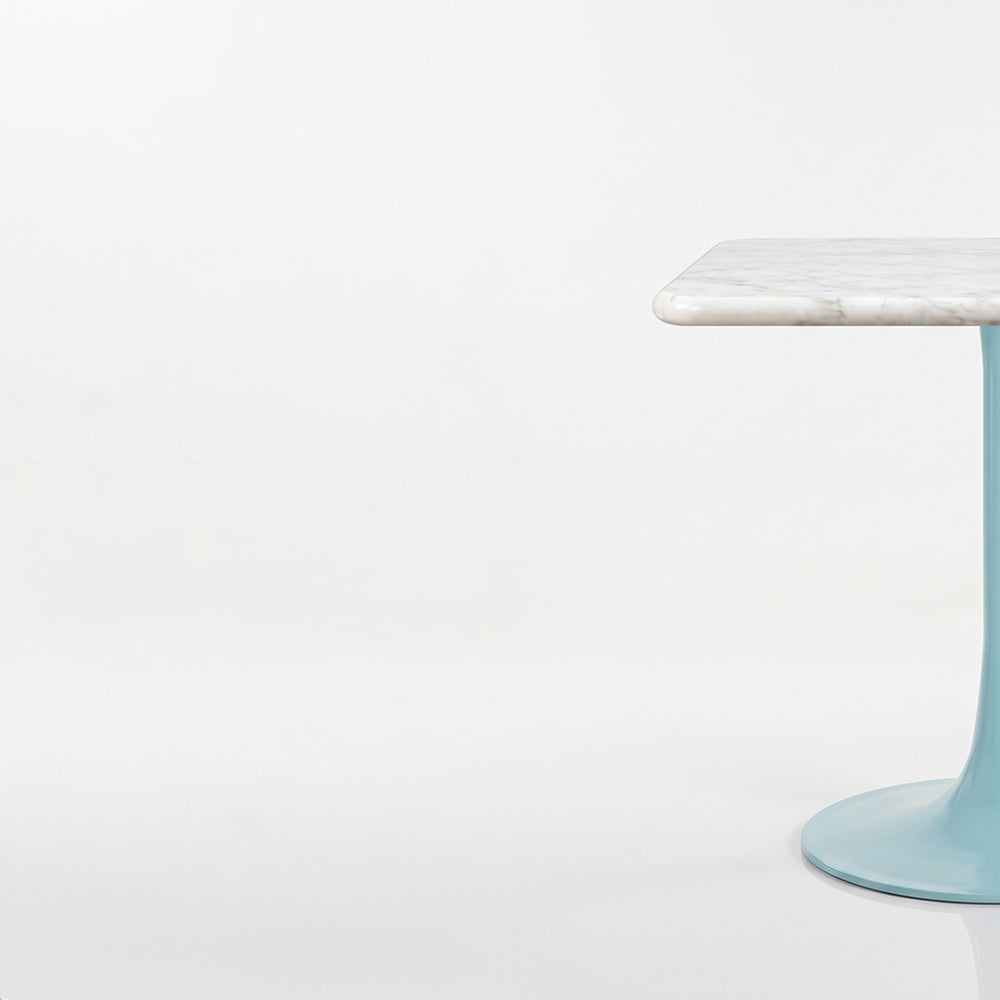Hadrian White Banswara Marble Restaurant, Cafe & Bistro Table with Metal Legs - Large