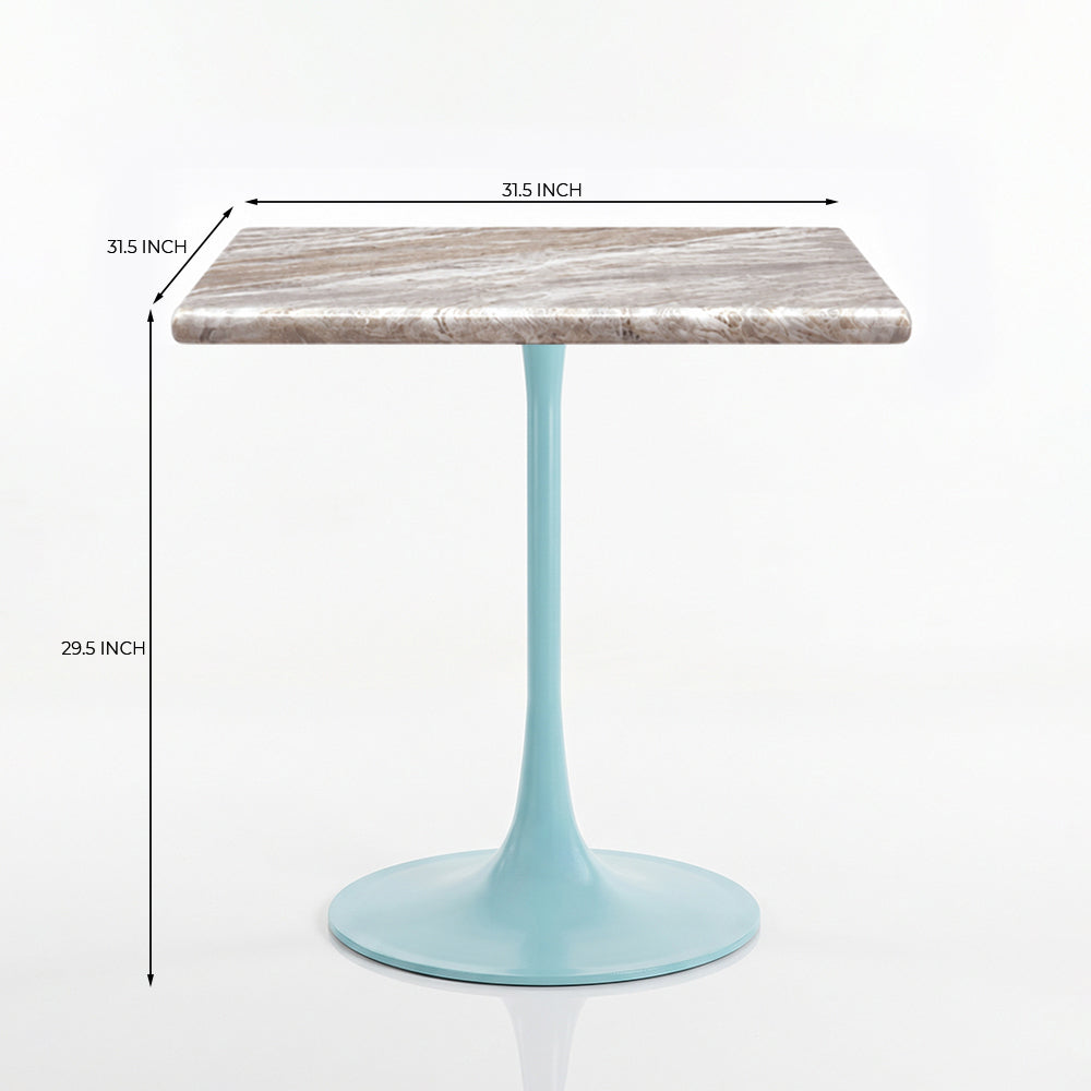 Jasper White Banswara Marble Restaurant, Cafe & Bistro Table with Metal Legs - Large