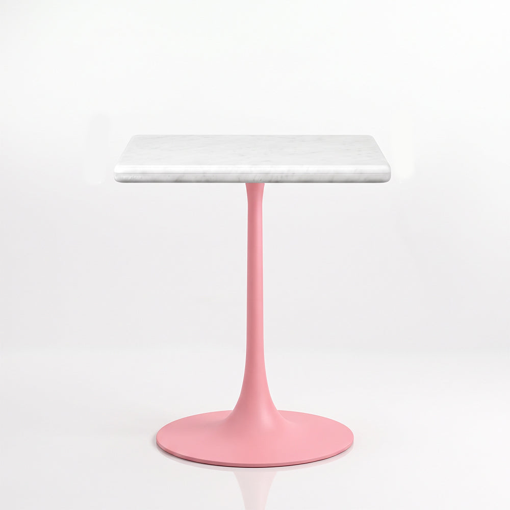 Leander White Banswara Marble Restaurant, Cafe &amp; Bistro Table with Metal Legs - Small