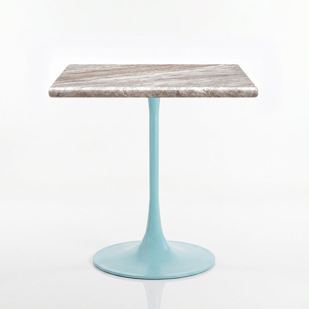 Jasper White Banswara Marble Restaurant, Cafe & Bistro Table with Metal Legs - Large