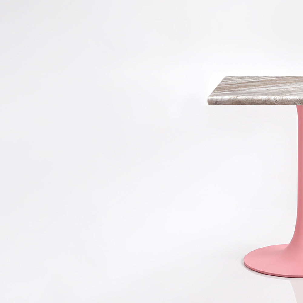 Theron Sawar Marble Restaurant, Cafe &amp; Bistro Table with Metal Legs - Medium