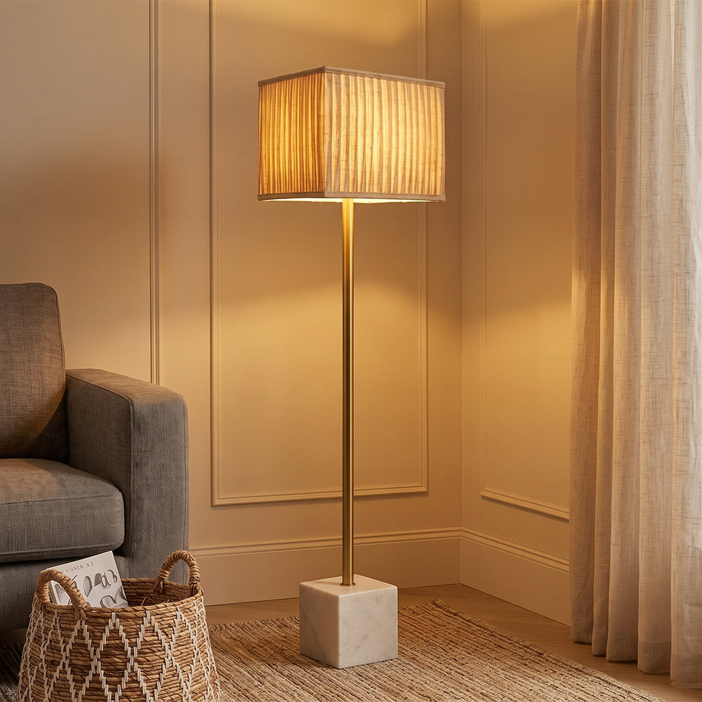 Felix White Banswara Marble Base Floor Lamp