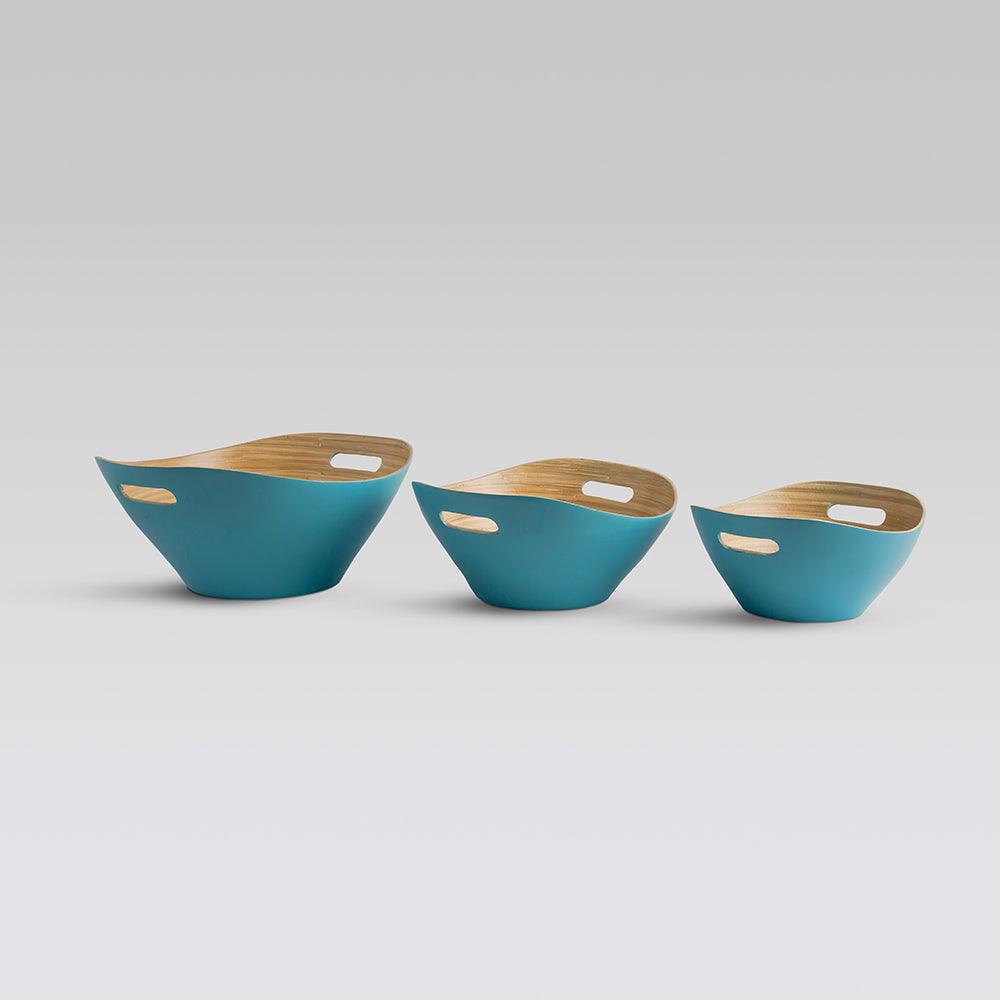 Mahara Bamboo Bowls Blue set of 3 - Living Shapes